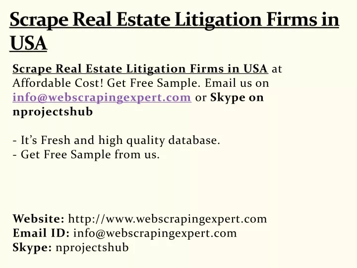 scrape real estate litigation firms in usa