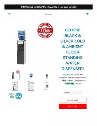 ECLIPSE BLACK & SILVER COLD & AMBIENT FLOOR STANDING WATER DISPENSER!