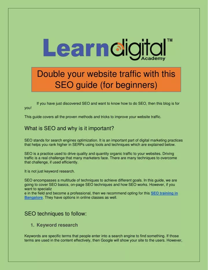 double your website traffic with this seo guide