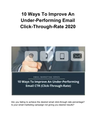 10 ways to improve an under performing email