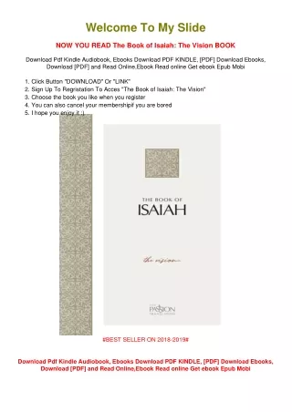 [PDF DOWNLOAD] The Book of Isaiah: The Vision Brian Simmons