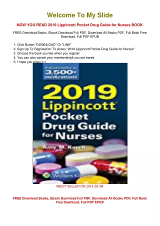 [PDF DOWNLOAD] 2019 Lippincott Pocket Drug Guide for Nurses Amy M. Karch