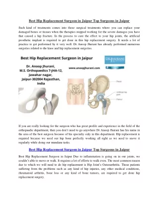 best hip replacement surgeon in jaipur