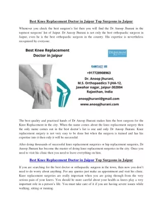 best knee replacement doctor in jaipur