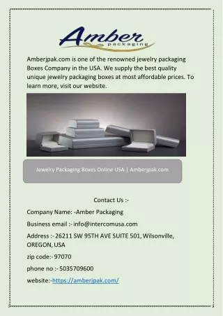 Jewelry Packaging Boxes Online USA | Amberjpak.com