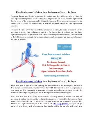 knee replacement in jaipur knee replacement