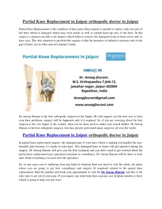 partial knee replacement in jaipur orthopedic