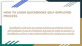 HOW TO LOGIN QUICKBOOKS SELF-EMPLOYED PROCESS