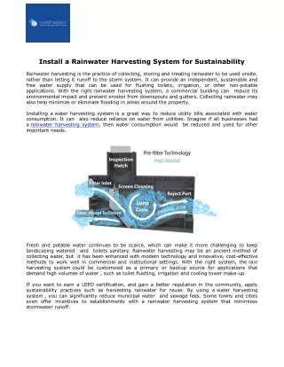 Install a Rainwater Harvesting System for Sustainability