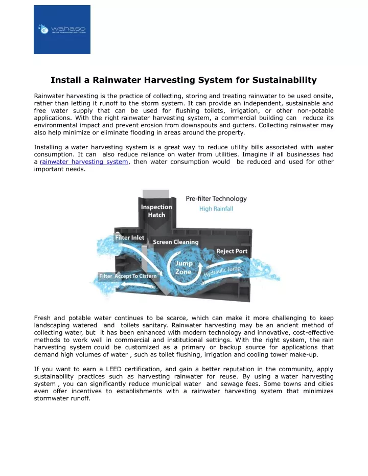 install a rainwater harvesting system