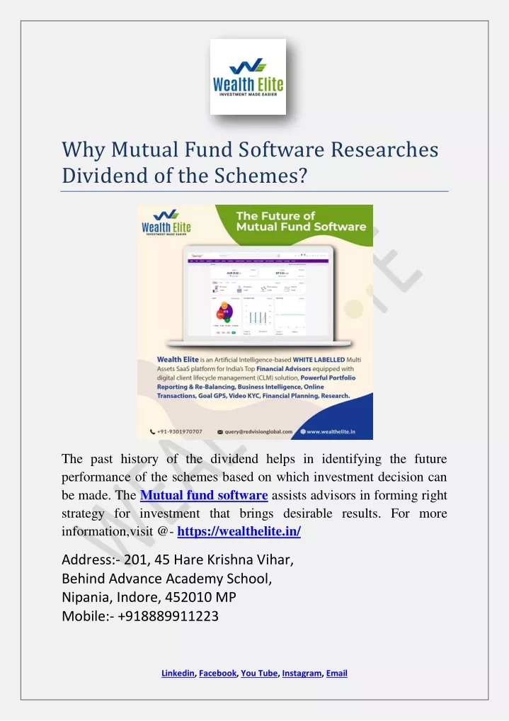 why mutual fund software researches dividend