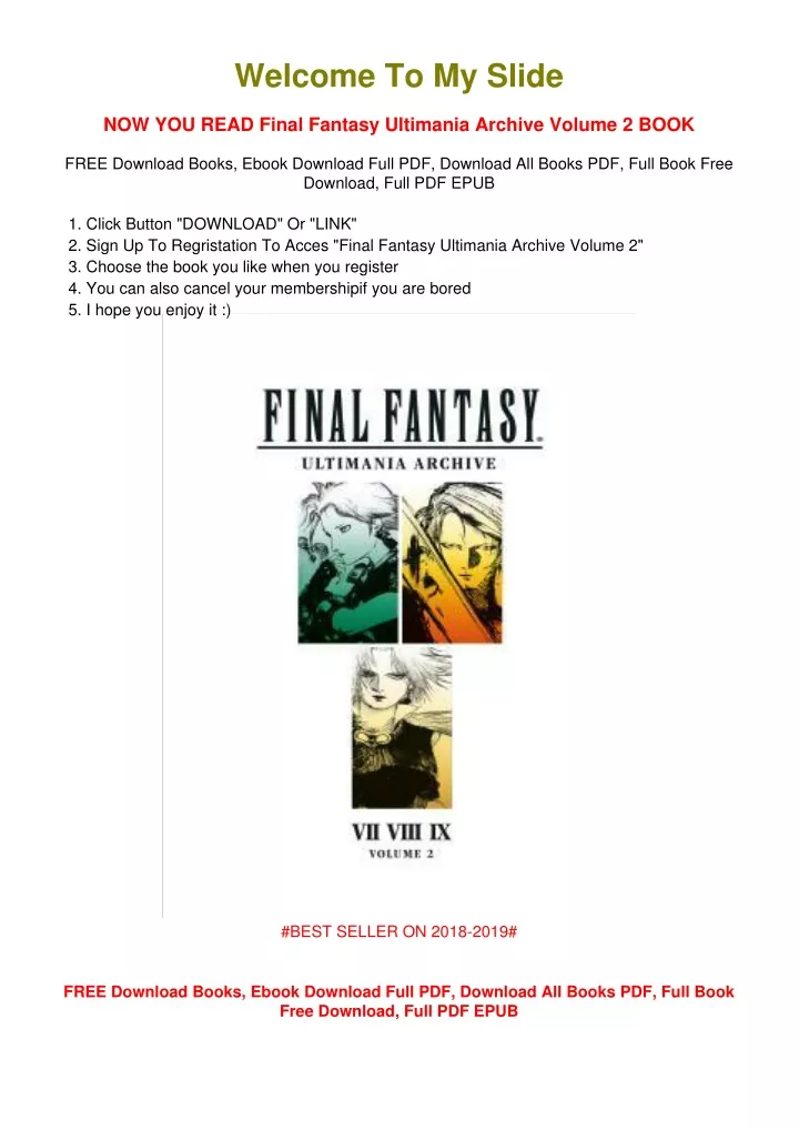 welcome to my slide now you read final fantasy