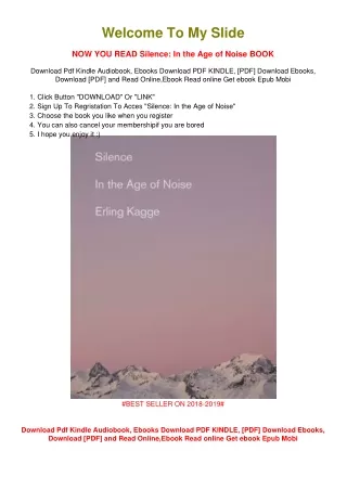 [PDF DOWNLOAD] Silence: In the Age of Noise Erling Kagge
