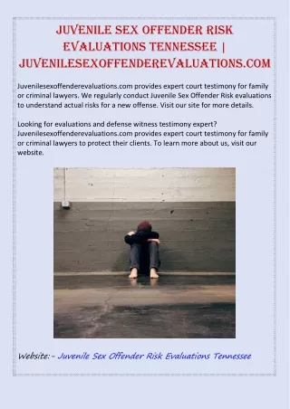 Juvenile Sex Offender Risk Evaluations Tennessee | Juvenilesexoffenderevaluations.com
