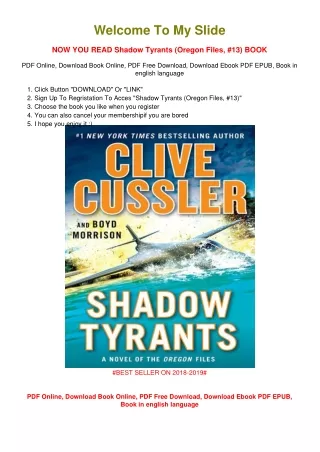 [PDF DOWNLOAD] Shadow Tyrants (Oregon Files, #13) Clive Cussler