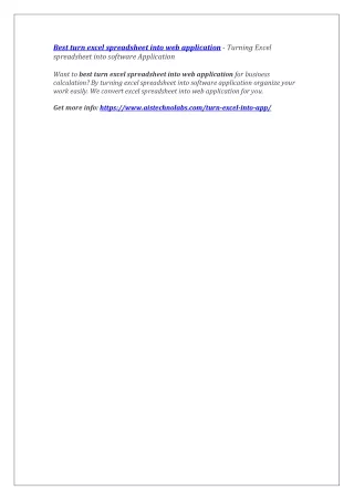 best turn excel spreadsheet into web application