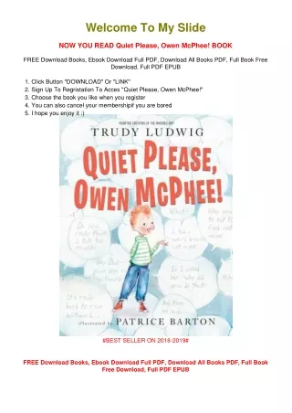 [PDF DOWNLOAD] Quiet Please, Owen McPhee! Trudy Ludwig