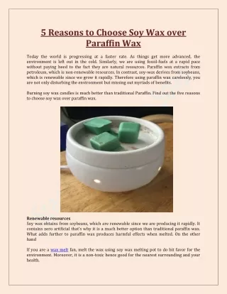 5 Reasons to Choose Soy Wax over Paraffin Wax 