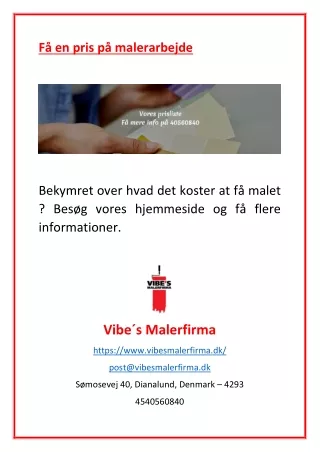 f en pris p malerarbejde