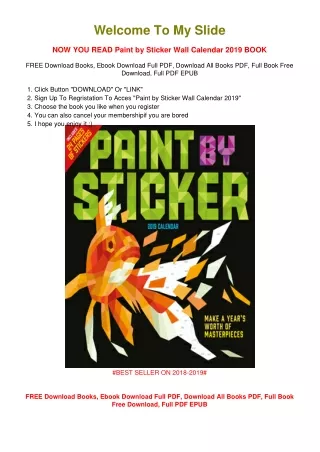 [PDF DOWNLOAD] Paint by Sticker Wall Calendar 2019 Workman