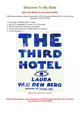 [PDF DOWNLOAD] The Third Hotel Laura van den Berg