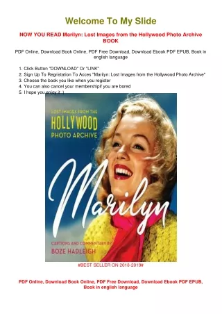 [PDF DOWNLOAD] Marilyn: Lost Images from the Hollywood Photo Archive Boze