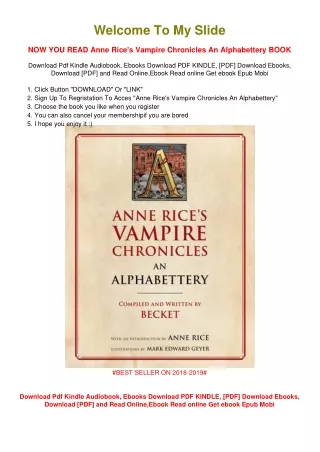 [PDF DOWNLOAD] Anne Rice's Vampire Chronicles An Alphabettery Becket