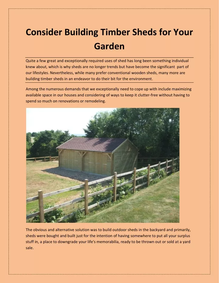 consider building timber sheds for your garden