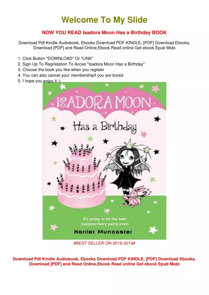 welcome to my slide now you read isadora moon
