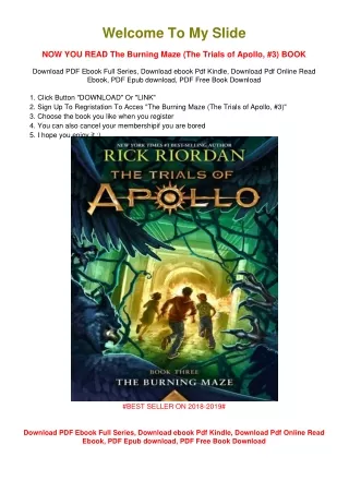 [PDF DOWNLOAD] The Burning Maze (The Trials of Apollo, #3) Rick Riordan