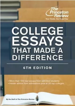 [[PDF]] College Essays That Made a Difference, 6th Edition BY-Princeton Review