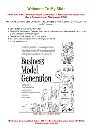[PDF DOWNLOAD] Business Model Generation: A Handbook for Visionaries, Game