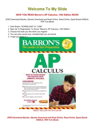 [PDF DOWNLOAD] Barron's AP Calculus, 14th Edition David Bock