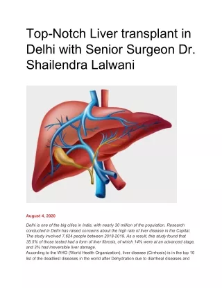 Top-Notch Liver transplant in Delhi with Senior Surgeon Dr. Shailendra Lalwani