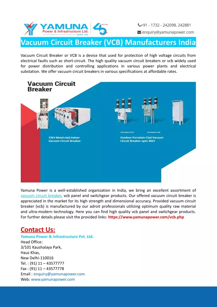 vacuum circuit breaker vcb manufacturers india