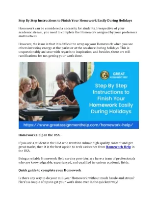 step by step instructions to finish your homework