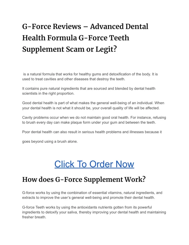 g force reviews advanced dental health formula