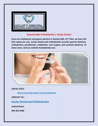 Summerville Orthodontist | Acuity Dental
