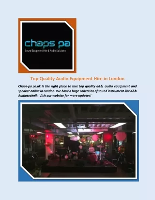 Top Quality Audio Equipment Hire in London