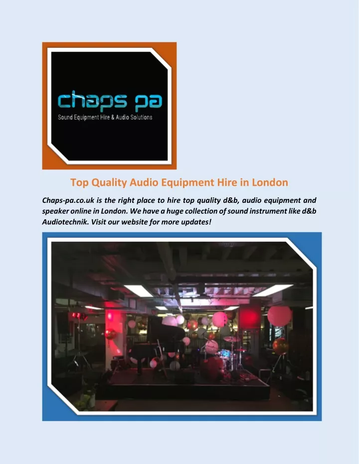 top quality audio equipment hire in london