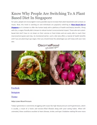 Whole Food Plant Based Diet Singapore | Osomefood.com