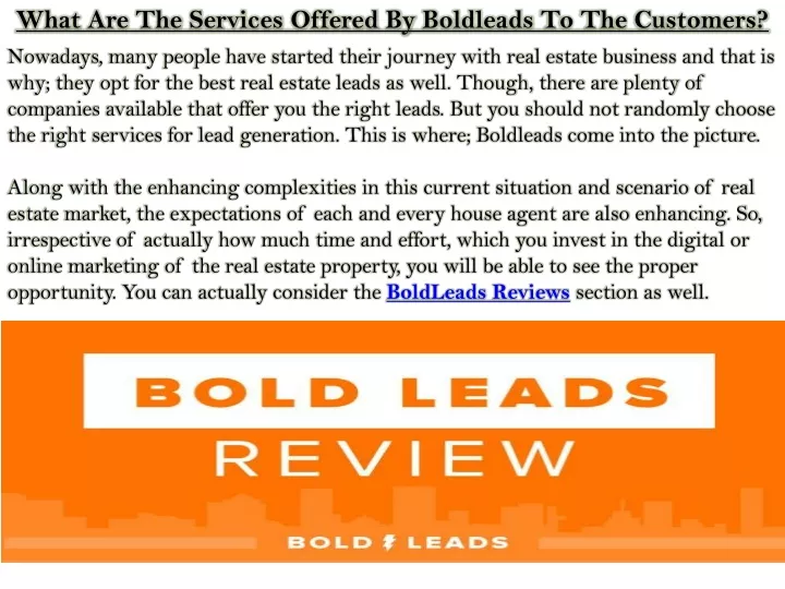 what are the services offered by boldleads