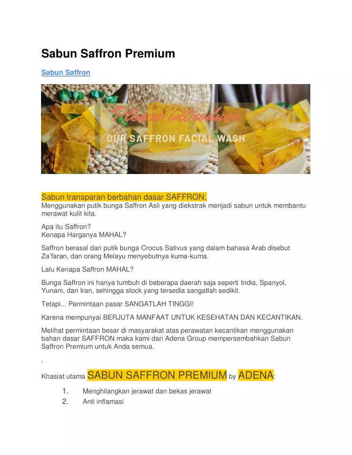 sabun saffron premium
