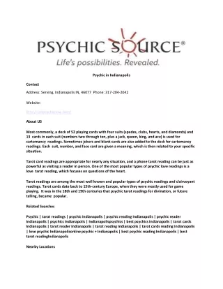Psychic in Indianapolis