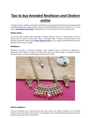 Tips to buy branded Necklaces and Chokers online !!