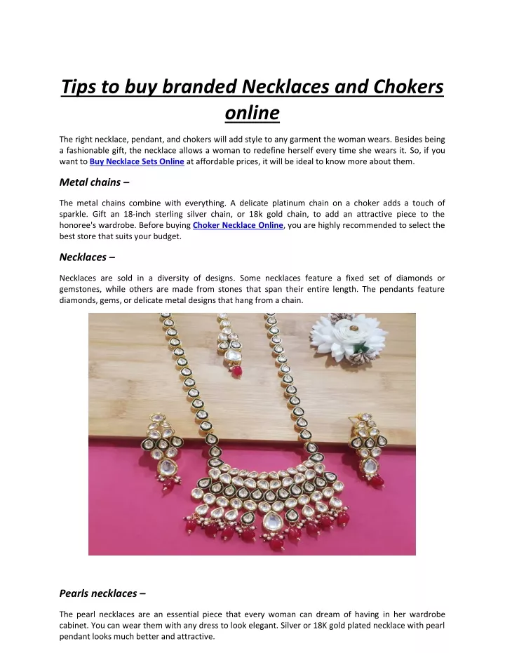 tips to buy branded necklaces and chokers online