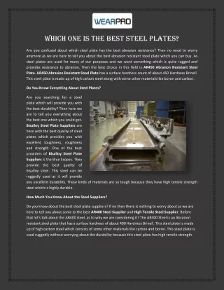 Which One is the Best Steel Plates?