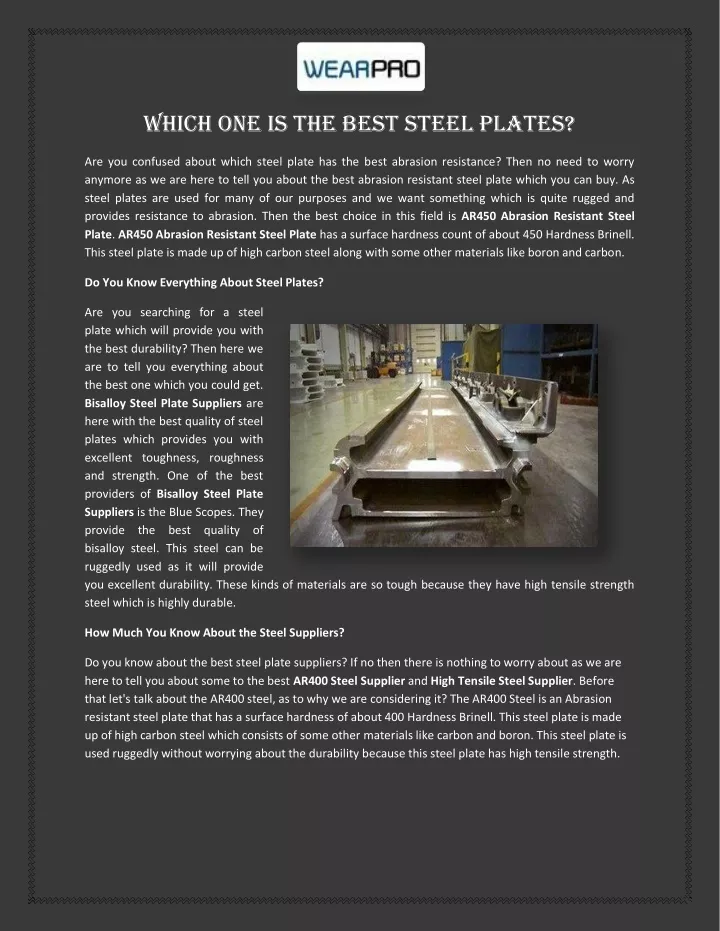 which one is the best steel plates