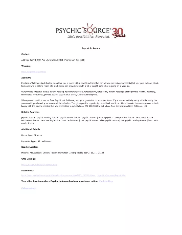 psychic in aurora