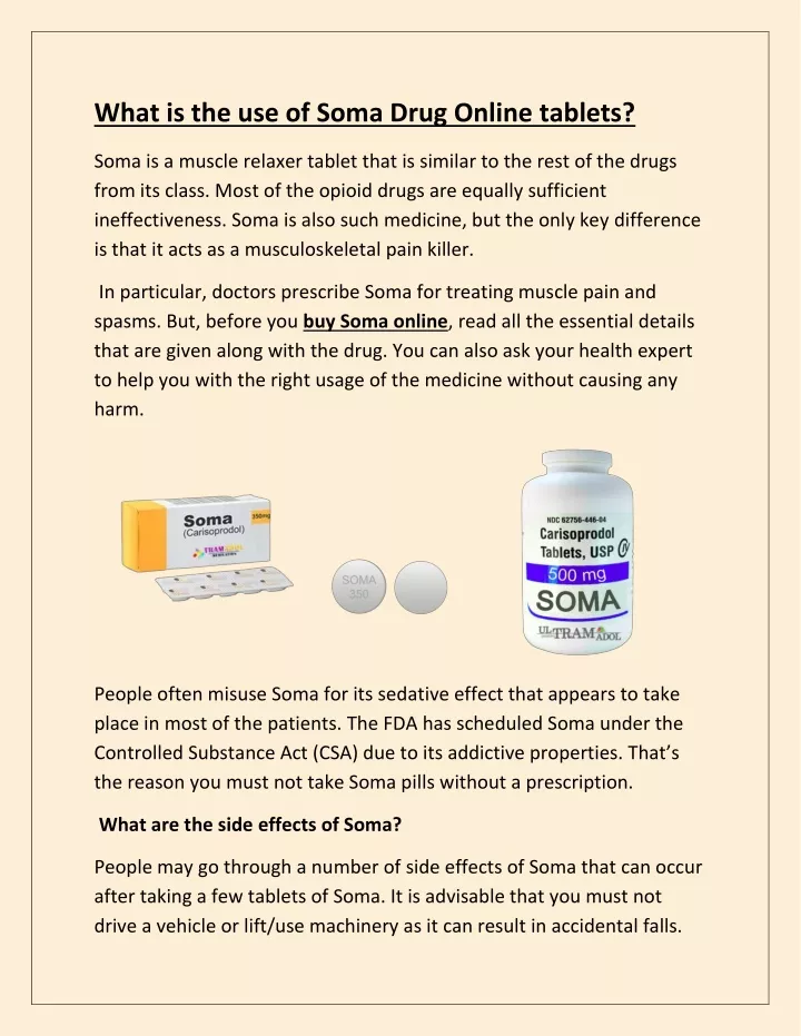 what is the use of soma drug online tablets